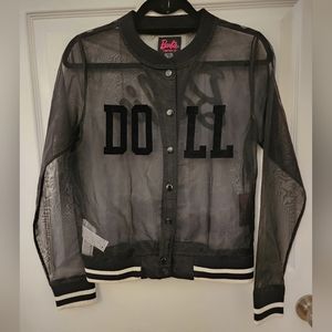 Forever 21 Limited Barbie Doll Collection Sheer see through Bomber Jacket Sz S